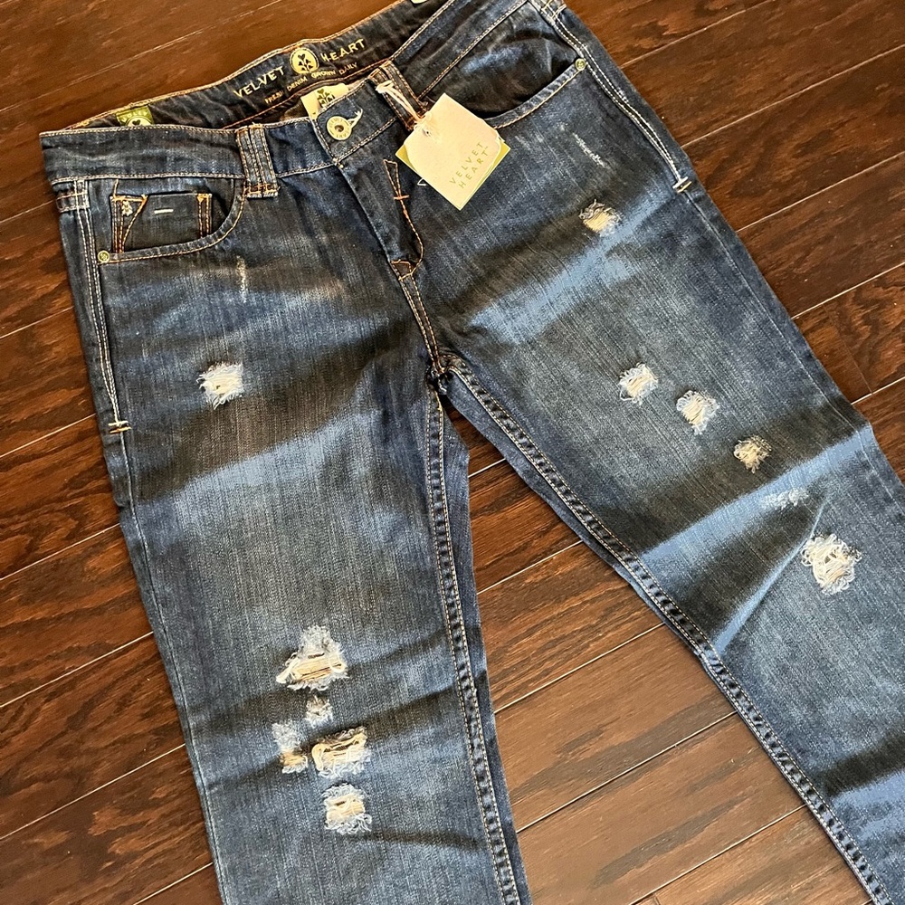 Velvet Heart Women’s Relaxed Molly Straight Distressed Denim Jeans